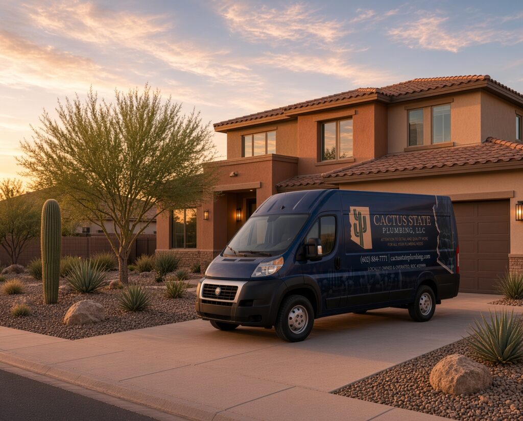 Cactus State Plumbing Van in Buckeye Driveway